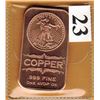 Image 1 : 1 OUNCE COPPER BAR  .999 FINE - ST. GAUDENS DESIGN