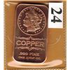 Image 1 : 1 OUNCE COPPER BAR  .999 FINE - MORGAN DOLLAR DESIGN
