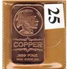 Image 1 : 1 OUNCE COPPER BAR  .999 FINE - INDIAN HEAD DESIGN