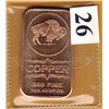 Image 1 : 1 OUNCE COPPER BAR  .999 FINE - BUFFALO NICKEL DESIGN