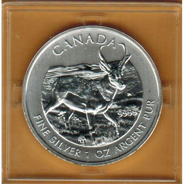 2013 ROYAL CANADIAN MINT - 1 OUNCE FINE SILVER -  ANTELOPE