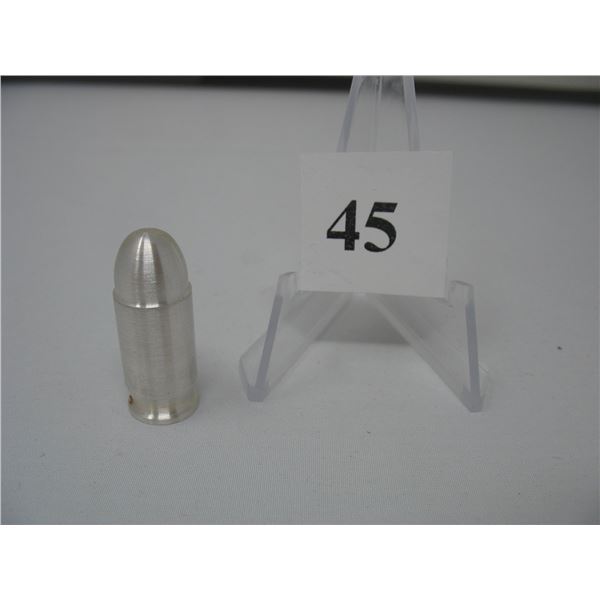 1 OUNCE SILVER -  .999 FINE - 45 CALIBRE BULLET DESIGN