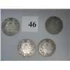 Image 1 : LOT OF 4 DIFFERENT DATES - SILVER CANADIAN HALF DOLLARS (1917, 1918, 1919,1920)