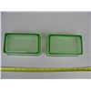 Image 1 : LOT OF 2 GREEN DEPRESSION GLASS - BUTTER COVER - One has a slight chip