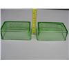 Image 2 : LOT OF 2 GREEN DEPRESSION GLASS - BUTTER COVER - One has a slight chip