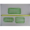 Image 1 : LOT OF 3 GREEN DEPRESSION GLASS CONTAINER LIDS - Slight Chips on all 3