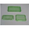 Image 2 : LOT OF 3 GREEN DEPRESSION GLASS CONTAINER LIDS - Slight Chips on all 3