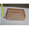 Image 3 : LOT OF 3 DEPRESSION GLASS CONTAINER LIDS - Two Pink & one Clear.  Clear one has a small chip on unde