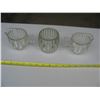 Image 1 : LOT OF 4 CLEAR GLASS - CREAM PITURES ,  GLASS & FOOTED BOWL