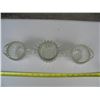 Image 2 : LOT OF 4 CLEAR GLASS - CREAM PITURES ,  GLASS & FOOTED BOWL