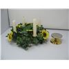 Image 2 : PARTY LITE FLORAL ARANGEMENT & 4 PLACE CANDLE - BRASS HOLDER