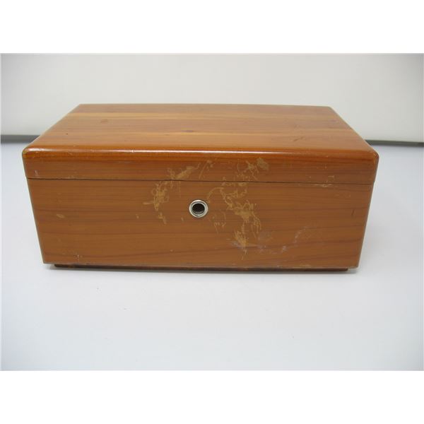 CEDER CHEST (8 3/4" by 5" by 3 1/2") with COSTUME JEWELLRY