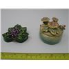 Image 1 : LOT of 2 TRINKET ORNAMENTS - OAK LEAF & FLOWERS