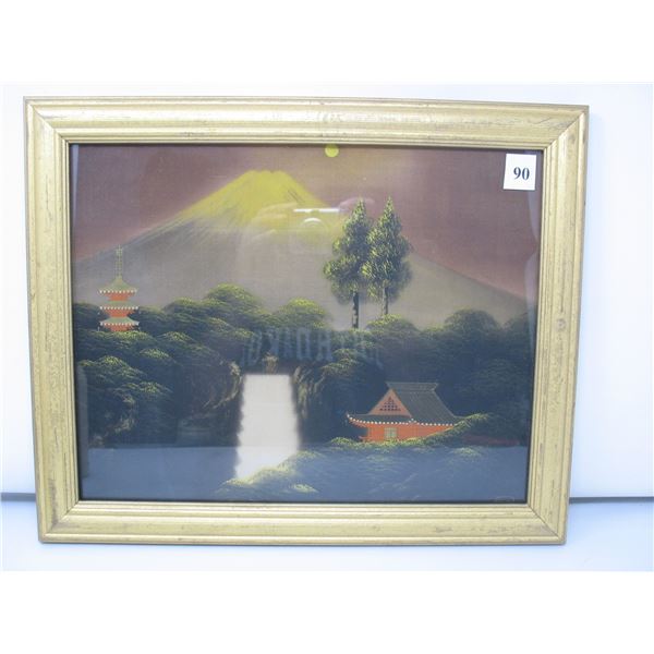 FRAMED JAPANESE SILK PICTURE - 11 by 14 INCHES