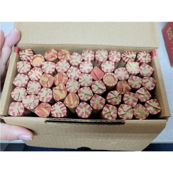 50 rolls of assorted pennies in mint box