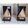 Image 1 : Brass & granite sailboat bookends.