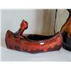 Image 2 : Clay pottery ( Blue mountain) vase & native canoeist.