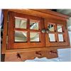 Image 6 : Solid oak entree cabinet. Mirrored doors, peg hangers. Excellent condition.