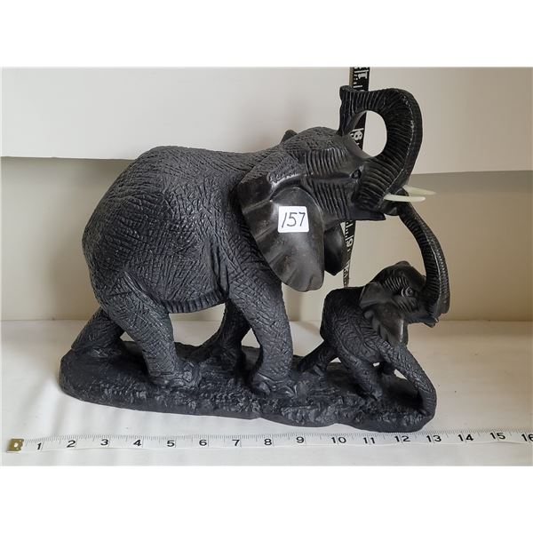 African elephant mother & calf statue.