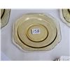 Image 2 : Vintage Federal depression glass 1930's plates. 3 amber yellow (Madrid square) 2 clear.
