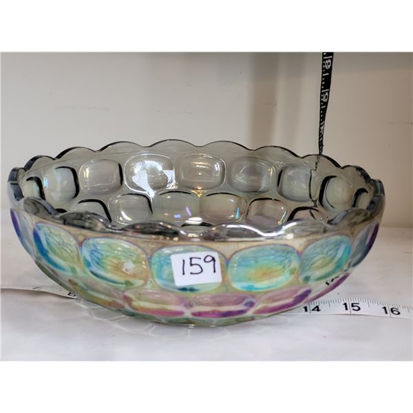 Vintage smoke carnival glass bowl.