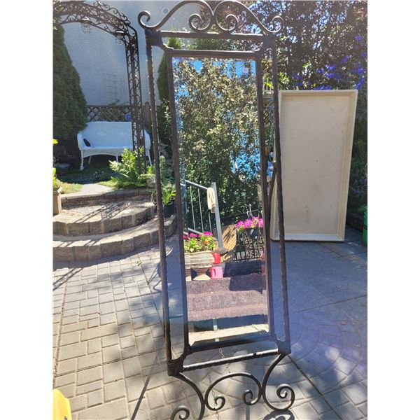 Vintage metal floor mirror. Beveled glass – excellent condition.