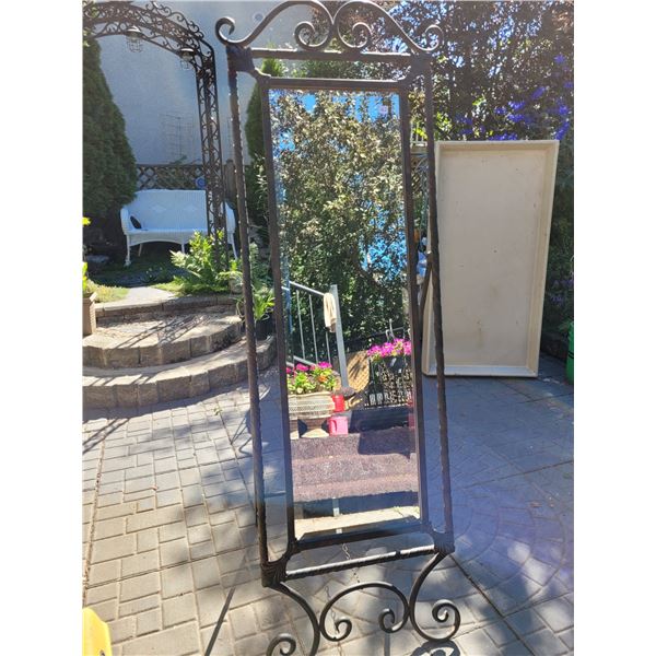 Vintage metal floor mirror. Beveled glass – excellent condition.