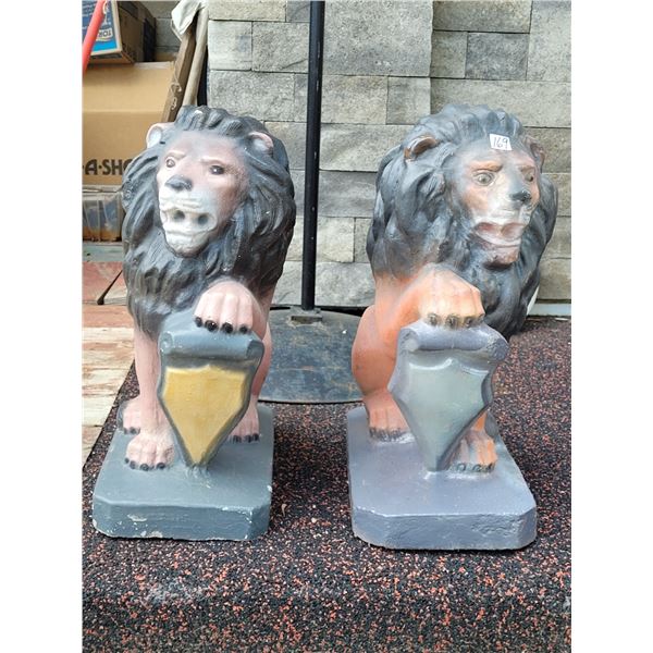 Cement Lions. 20” tall.