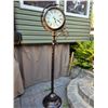 Image 1 : Outdoor yard clock & temperature gage. Weighted bottom, clock face can turn & has hook for hanging p
