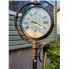 Image 3 : Outdoor yard clock & temperature gage. Weighted bottom, clock face can turn & has hook for hanging p