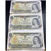 Image 1 : 1973 Canadian One Dollar Bills $1 x 3