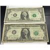 Image 1 : 1974 & 1981 United States One Dollar Bills $1 x 2