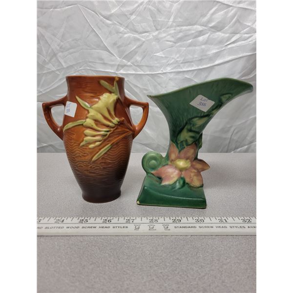 Pair of Roseville vases (small chip)