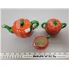 Image 2 : Tomato ware three piece - creamer, sugar, teapot