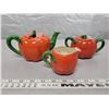 Image 3 : Tomato ware three piece - creamer, sugar, teapot