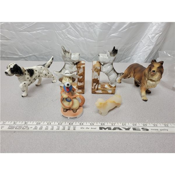 Lot of heavy Scotty Dog bookends and other dog ornaments