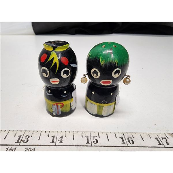 Pair of black Americana Salt & Pepper Shakers