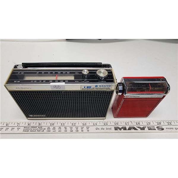 Sanyo portable Transistor and Red Hitachi Transistor Radios