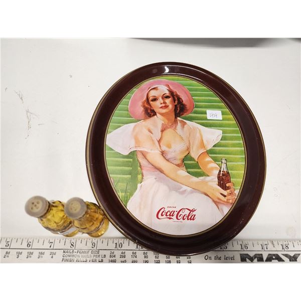 Oval Coca-Cola Drink Tray, with Pair of Coca-Cola Salt & Pepper Shakers