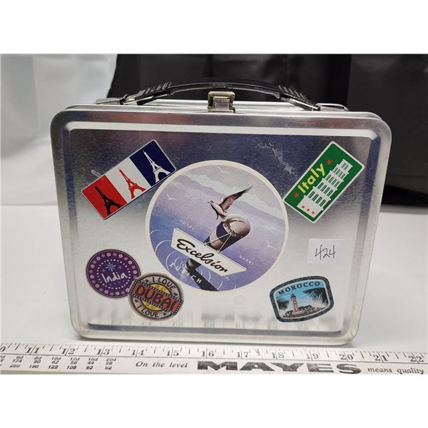 Metal Lunch Box with Travel Stickers