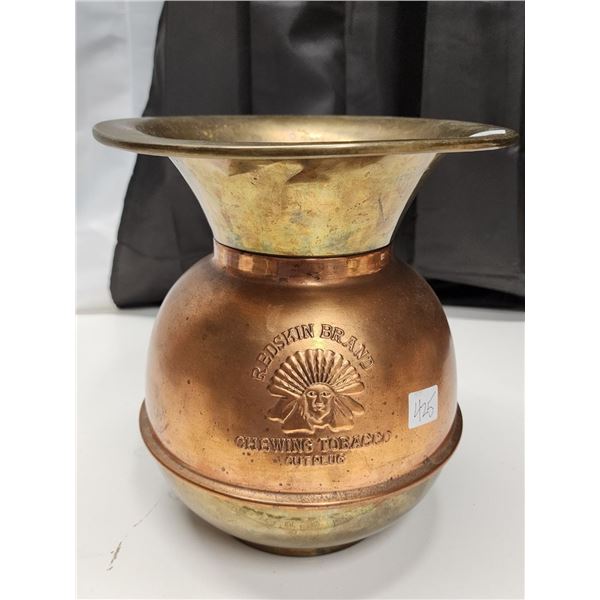 Brass & Copper  Red skin  Chewing Tobacco Spitoon