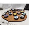 Image 3 : Rare Set of 22 NHL Hockey Pucks, "Texaco" Promo on Original Oak Board