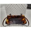 Image 2 : Merle Norman, Faux Tortoise Shell Lucite Box Bag, circa 1950s-60s