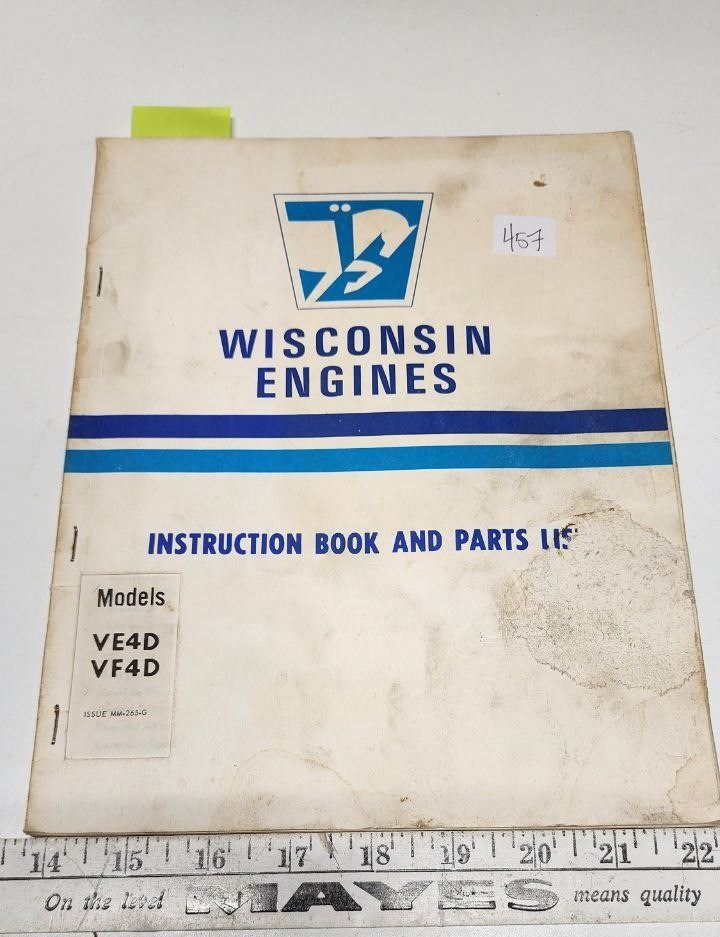 Wisconsin Engines Manual/Motor Models - VE4D + 4F4D - Schmalz Auctions