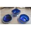 Image 1 : set of 3 blue glass with stainless steel, candy dishes
