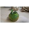 Image 1 : vintage green swan covered candy dish