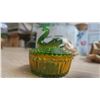 Image 3 : vintage green swan covered candy dish
