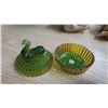 Image 4 : vintage green swan covered candy dish