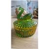 Image 8 : vintage green swan covered candy dish