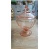 Image 1 : vintage pink depression glass covered candy dish